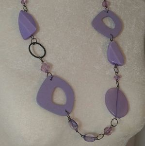 Abstract Shapes Lavender Necklace on Black Chain